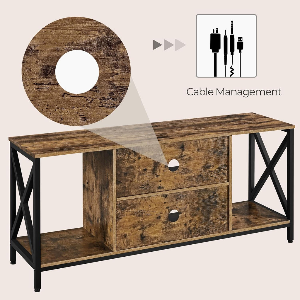 TV Stand for Tvs up to 65 Inches, Console Table with Shelves, Farmhouse Media Entertainment Center for Living Room, Rustic Brown