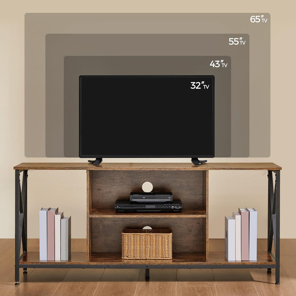 TV Stand for Tvs up to 65 Inches, Console Table with Shelves, Farmhouse Media Entertainment Center for Living Room, Rustic Brown