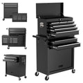 Tool Box, 2 in 1 Steel Rolling Tool Chest & Cabinet on Wheels for Garage, 8-Drawer, Black