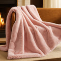 Faux Fur Blanket - 60" X 80" - Ultra Soft Fleece - Oversized, Blush