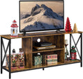 TV Stand for Tvs up to 65 Inches, Console Table with Shelves, Farmhouse Media Entertainment Center for Living Room, Rustic Brown